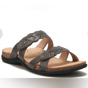 Taos Women’s Braidie 2 Band Braided Leather Slide Sandals Size 10